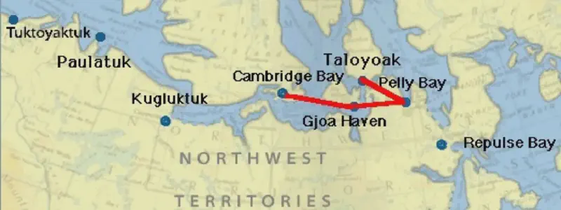 The path from Cambridge Bay to Taloyoak
