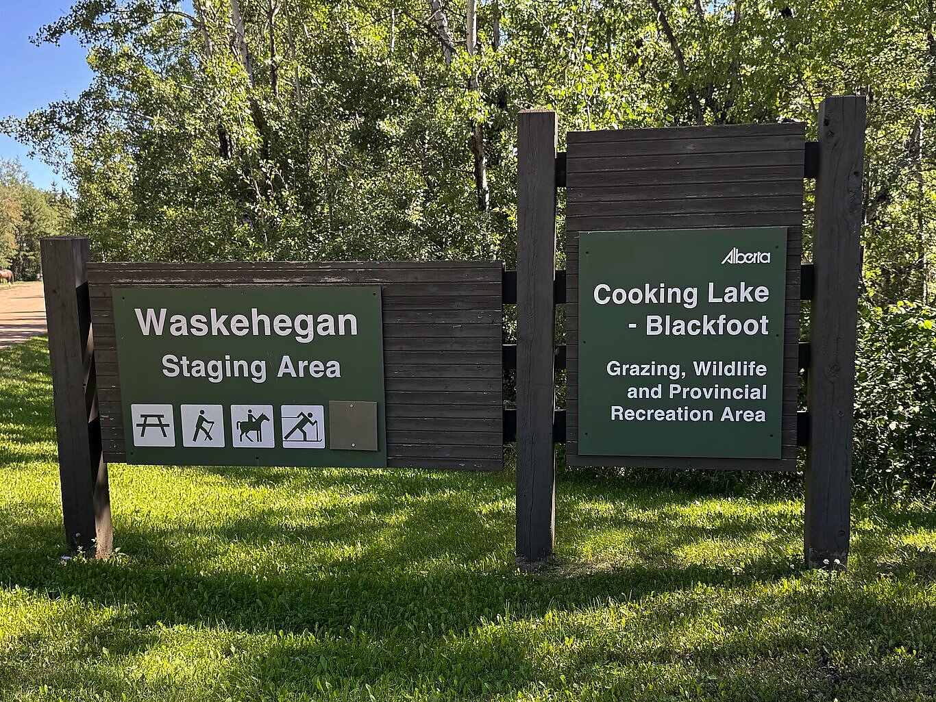 The Waskehegan Staging Area Welcome Sign