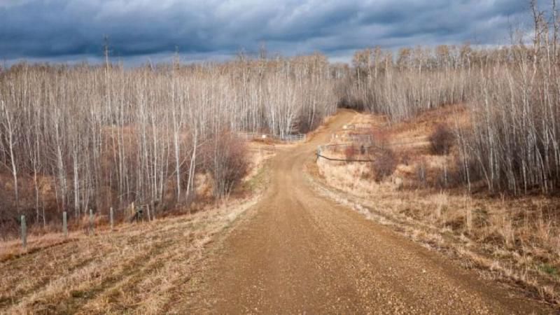 The final stretch of road to the "crossroads" intersection.