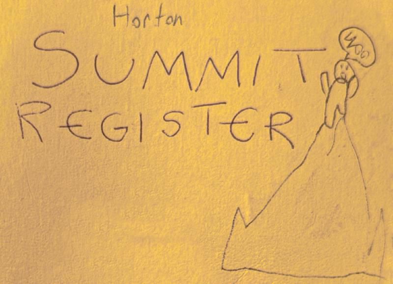The top portion of the summit register book cover - WOO!