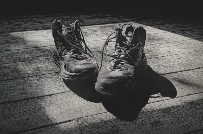 A post-processed pic of my hiking boots after I shed them in the shelter - AHH!