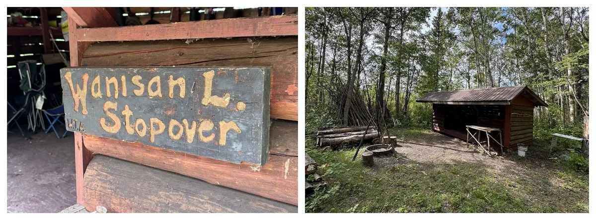 The Stopover sign and a wide angle shot of the small compound.