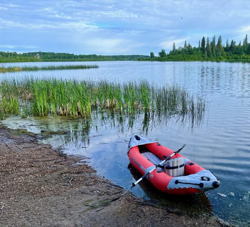 The kayak is inflated and ready to launch