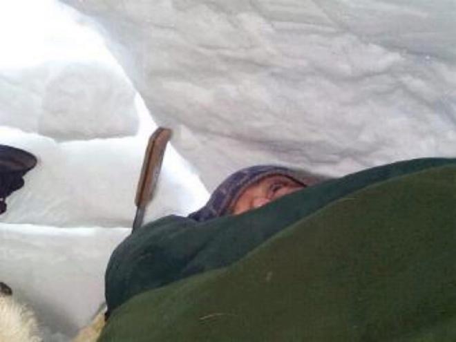 Just a nose sticking out of the sleeping bag.