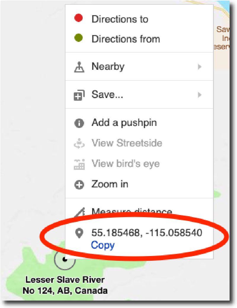 Where to find GPS coordinates with Bing Maps