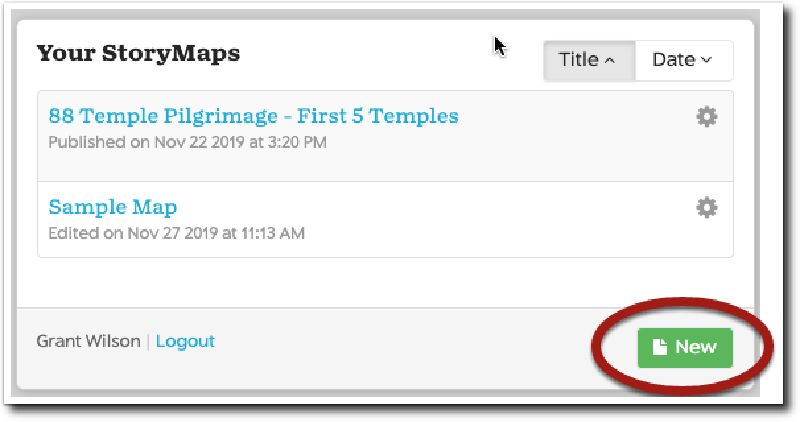 Your StoryMaps Dialog Box
