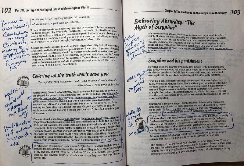 Active reading means having your pen ready to scribble and interact with the text.